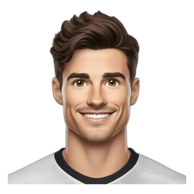 Mason mount Cristiano Ronaldo Matt Bomer 30 year old Silicon Valley product designer smiling with stubble and mustache in a black tshirt with broad shoulders profile photo sticker