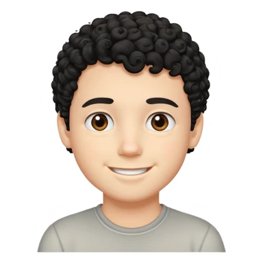 Chico blanco con cabello corto, rizado y negro y linda sonrisa  sticker