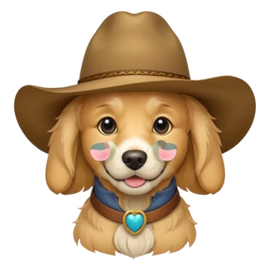 Golden  retriever dog with a western hati sticker