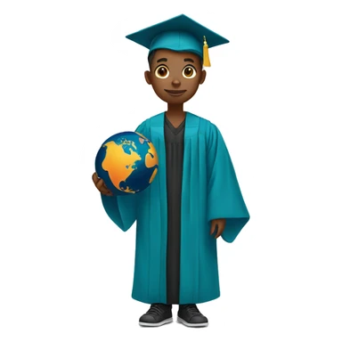 student holding planet in graduation gown sticker