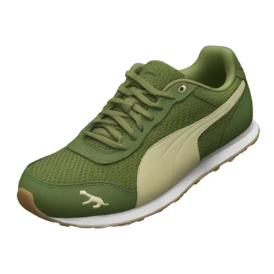 Olive green puma running shoe sticker