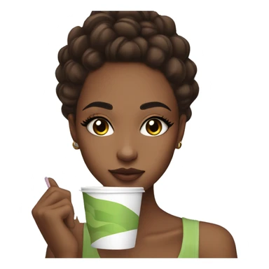 Aesthetic girl with your favorite color is coffe and she likes the matcha, do exercise , and she loves the makeup   sticker