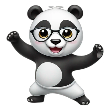 a smiling panda bear with glasses doing tai chi sticker
