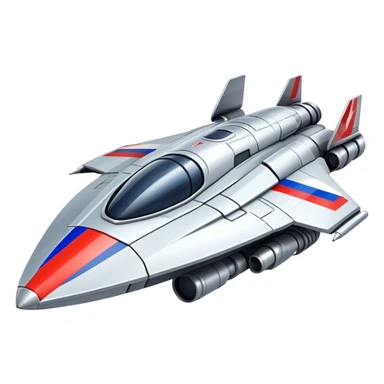 Futuristic war spaceship with Russian flag colors, sleek design sticker