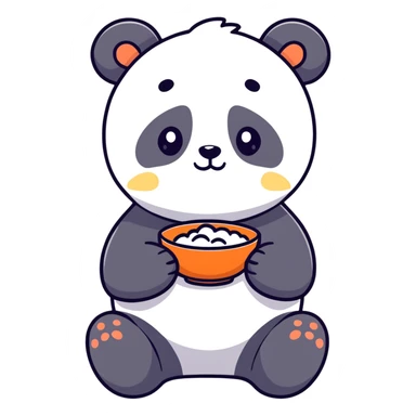 Panda eating rice sad sticker