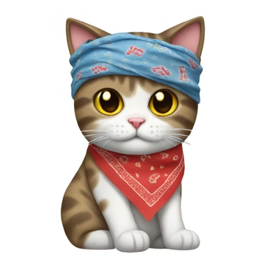 Cat wearing socks with a bandana sticker