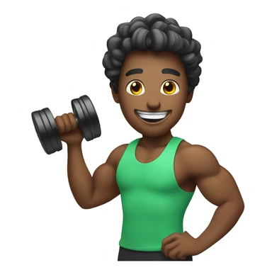 smiling while curling a dumbbell sticker