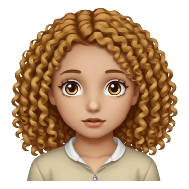 A girl with brown curly hair and blonde edges side parted with hazel central heterochromia eyes and a nose ring sticker