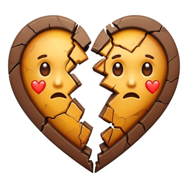 brown heart broken into two pieces sticker