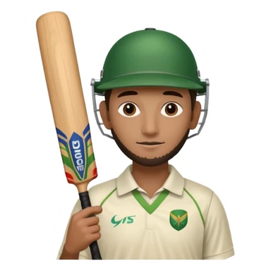 i want a emoji suitable for a logo s well.
it should contain a man holding cricket bat and is wearing all the cricket accessories with no human face  sticker