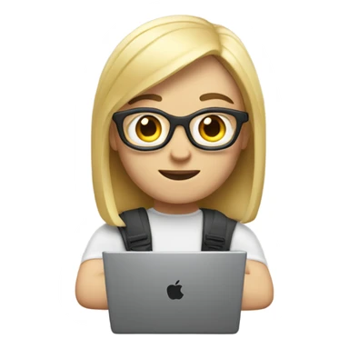 memoji of a white youtube with a laptop, apple style sticker