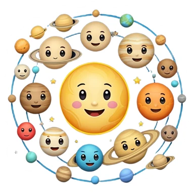 Solar system planets with cute faces sticker