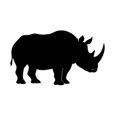 Rhinoceros black silhouette white background sticker