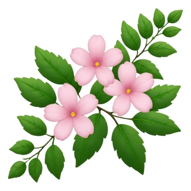 Aesthetic flowers and plants growing from the ground in colours of soft pink matching the deep green leaves (to describe/match with the word flourish) more of a wild bush or vine  sticker