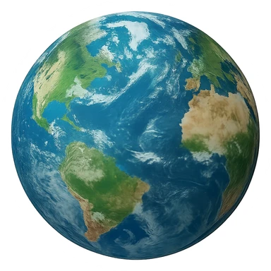 realistic earth globe with vibrant colors, no background sticker