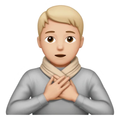 Person grabbing thier neck with their hands crossing them wrapping them around thier neck  sticker