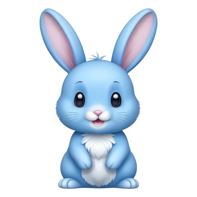 cute blue rabbit, light blue bunny rabbit, happy sticker