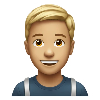 smiling boy indoors portrait with nasal spray sticker