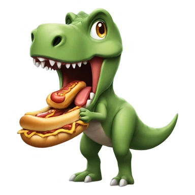 Dinosaur eating a hotdog sticker