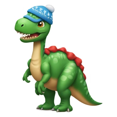 un dinosaurio con un gorro de navidad sticker