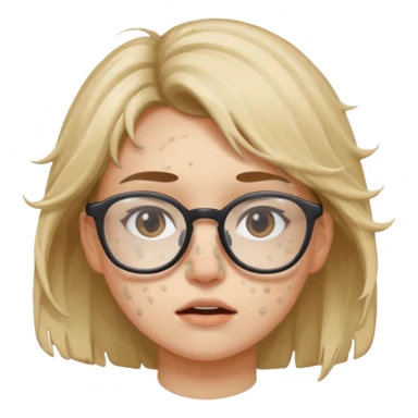 messy girl with white pimples on face and glasses sticker