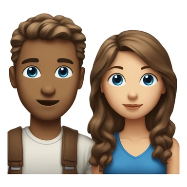 A couple kissing: a guy with blue eyes and blown hair and a girl with brown hair and wide brown eyes sticker