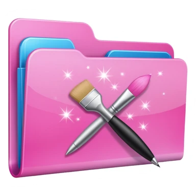 windows 10 folder light sparkles pink plain with brush logo sticker