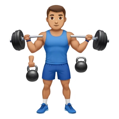 strong man with blue shorts holding kettlebell sticker