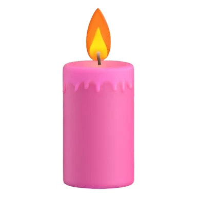 A pink candle with a flame on it, viewed from top to gorund. sticker