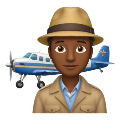 Visage homme créole réunionnais avec chapeau arrive avion sticker