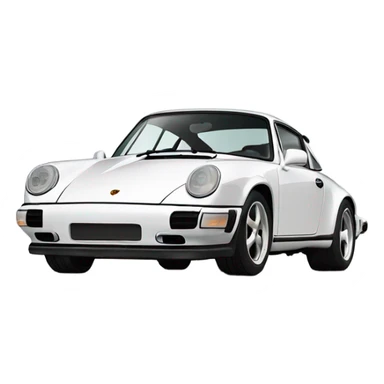 white new Porsche 911, view from the side  sticker
