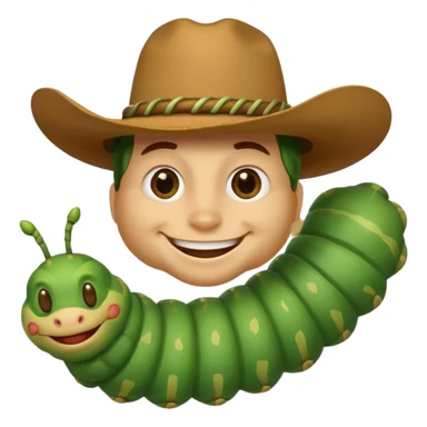 Cowboy emoji mixed with caterpillar emoji sticker