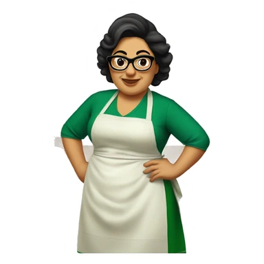 mexican chubby lady green apron  with glasses cooking tacos sticker