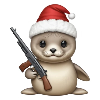 Baby seal wearing birthday hat holding a gun sticker
