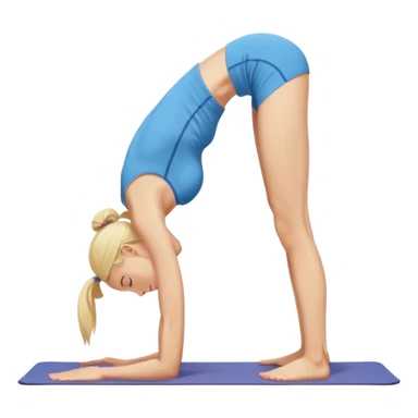 Nude woman, thin blonde, C Cup, Uttanasana sticker