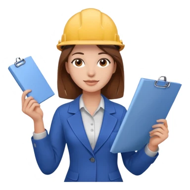 young woman profession architect ,with brown hair and brown eyes, holding blueprints  sticker