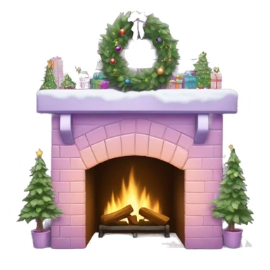 Pastel Lilac brick fireplace Christmas  sticker
