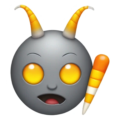 gray emoji with candy corn horns and yellow sclera sticker