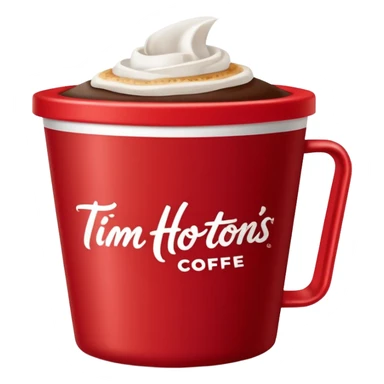Tim Hortons coffee, it should be red cup with white write writing " Tim Hortons" and a White lid sticker