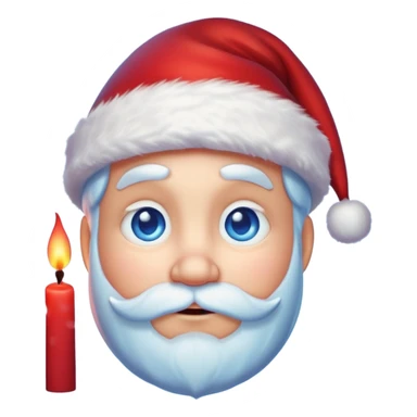 Fantasy human portrait emoji, Santa Claus hat slightly frosted, icy winter face with red candlelight reflection in eyes, cold blue lighting, subtle festive contrast, emotional minimalism, clean readable emoji style, male/female variant
 sticker