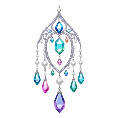 Iridescent big giant glistening glossy sparkly shiny glittery hanging crystals pearls and beads and gemstones decorations sticker