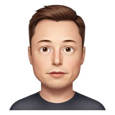 A highly detailed, hyper photorealistic illustration of just Elon Musk's head, no neck. The rendering should closely match his real facial features, skin and hair, with hyper realistic shading and lighting. Transparent background sticker