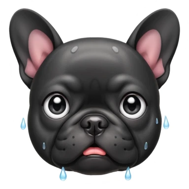 crying teary eyes black French bulldog sticker