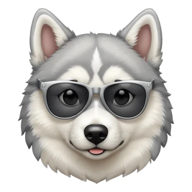 white/grey husky dog with black dark sunglasses sticker
