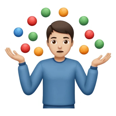 an emoji that depicts a product manager juggling work with panic sticker