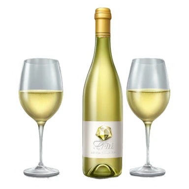 Realistic sparkling diamond glam bottle of white Wine and matching long stem wine glass. sticker