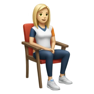 white woman in sport sitting down on a chair sticker