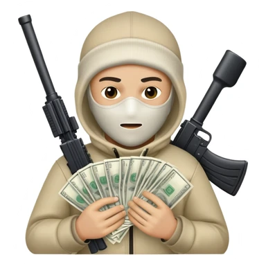 boy with a ski mask money & guns sticker