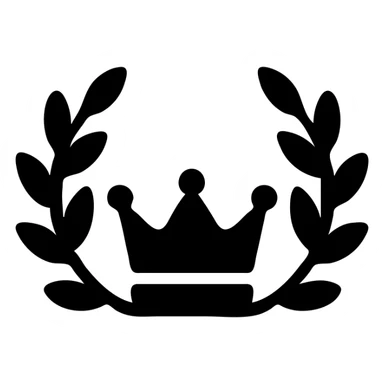 minimal icon of a Greek god crown with more perspective, laurel leaves arranged more horizontally, in silver color, type 3 sticker