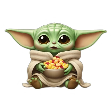 Baby yoda eat a candy sticker